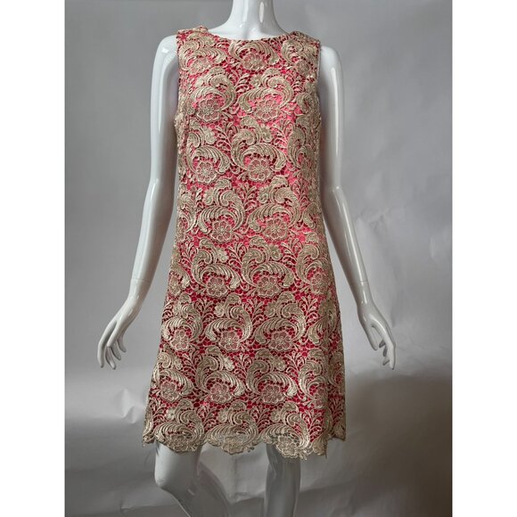 Eliza J Womens Sleeveless Lace Overlay Shift Dress Pink & Ivory Size 6 - Picture 13 of 16